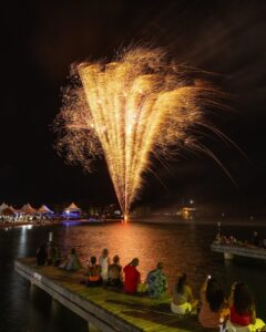 fireworks over the beach and sea at the point during lobsterfest